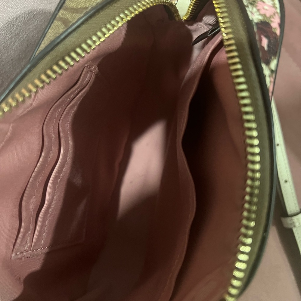 Coach Brown Floral Signature Crossbody with Pink and White Blooms - Picture 6 of 7